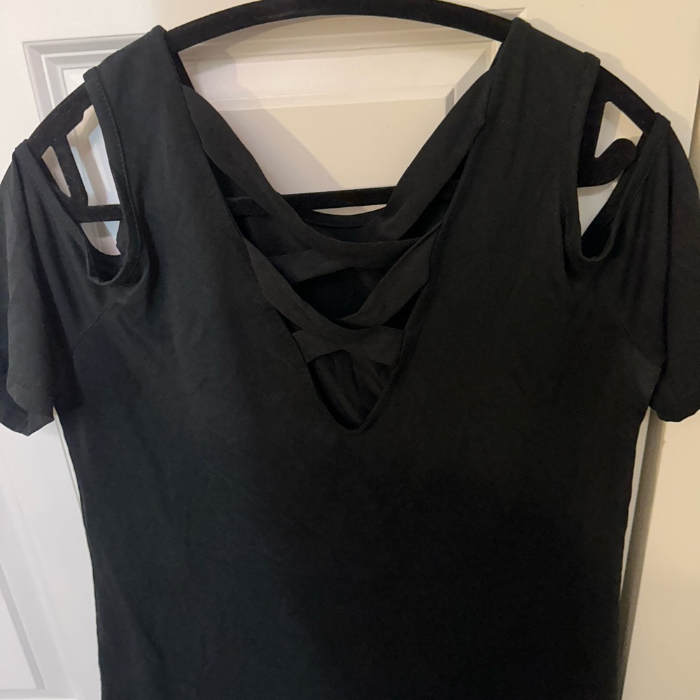 Chic Black Women's Blouse with Crisscross Design